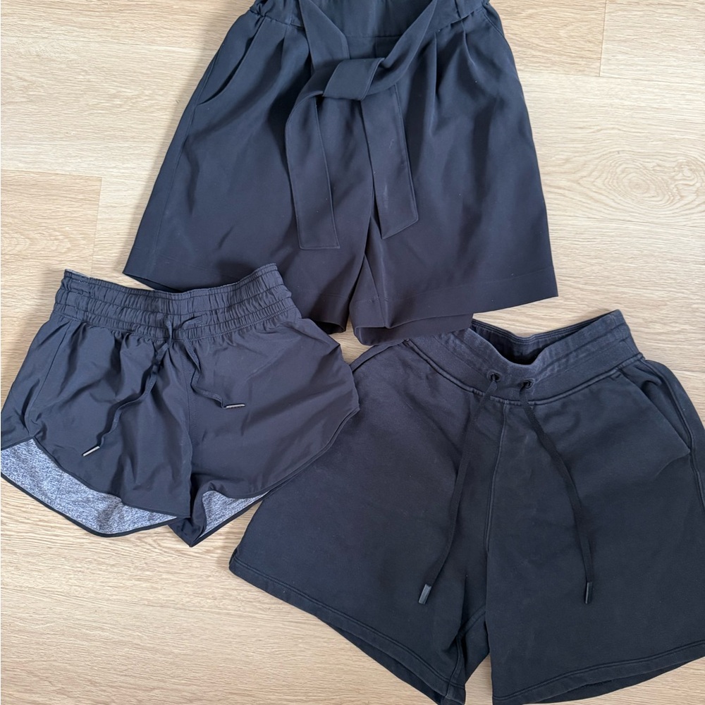 Lululemon Black Shorts x 3 Size 4